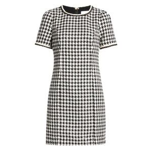 Lilly Pulitzer Doriane Boucle Shift Dress Black White Houndstooth Sequin 2 NWT